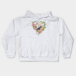 Floral Heart with Parrot Kids Hoodie